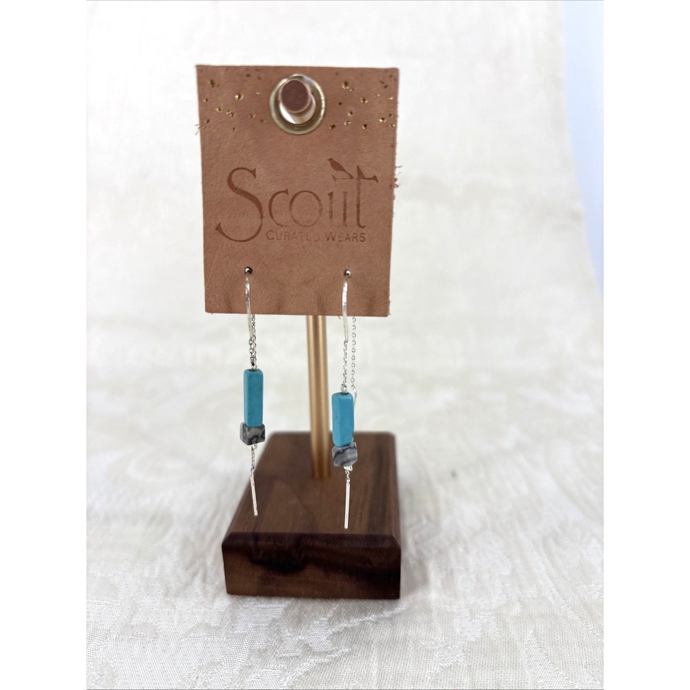 Scout Curated Faux Turquoise Dangle Earrings Stone of the Sky Silver Tone